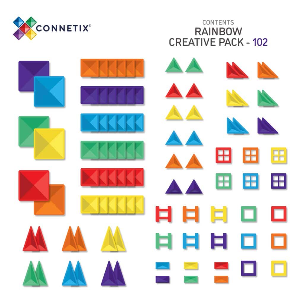 Tuiles magnétiques Rainbow Creative (102 pcs) - Jeux de construction - Boutique LeoLudo - Connetix