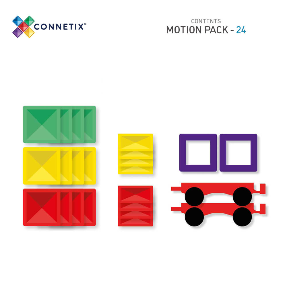 Tuiles magnétiques Rainbow Motion Pack (24 pcs) - Jeux de construction - Boutique LeoLudo - Connetix