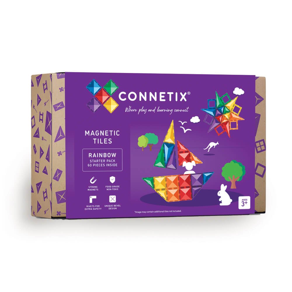 Tuiles magnétiques Rainbow Pack de départ (60 pcs) -Jeux de construction- Boutique LeoLudo-Connetix