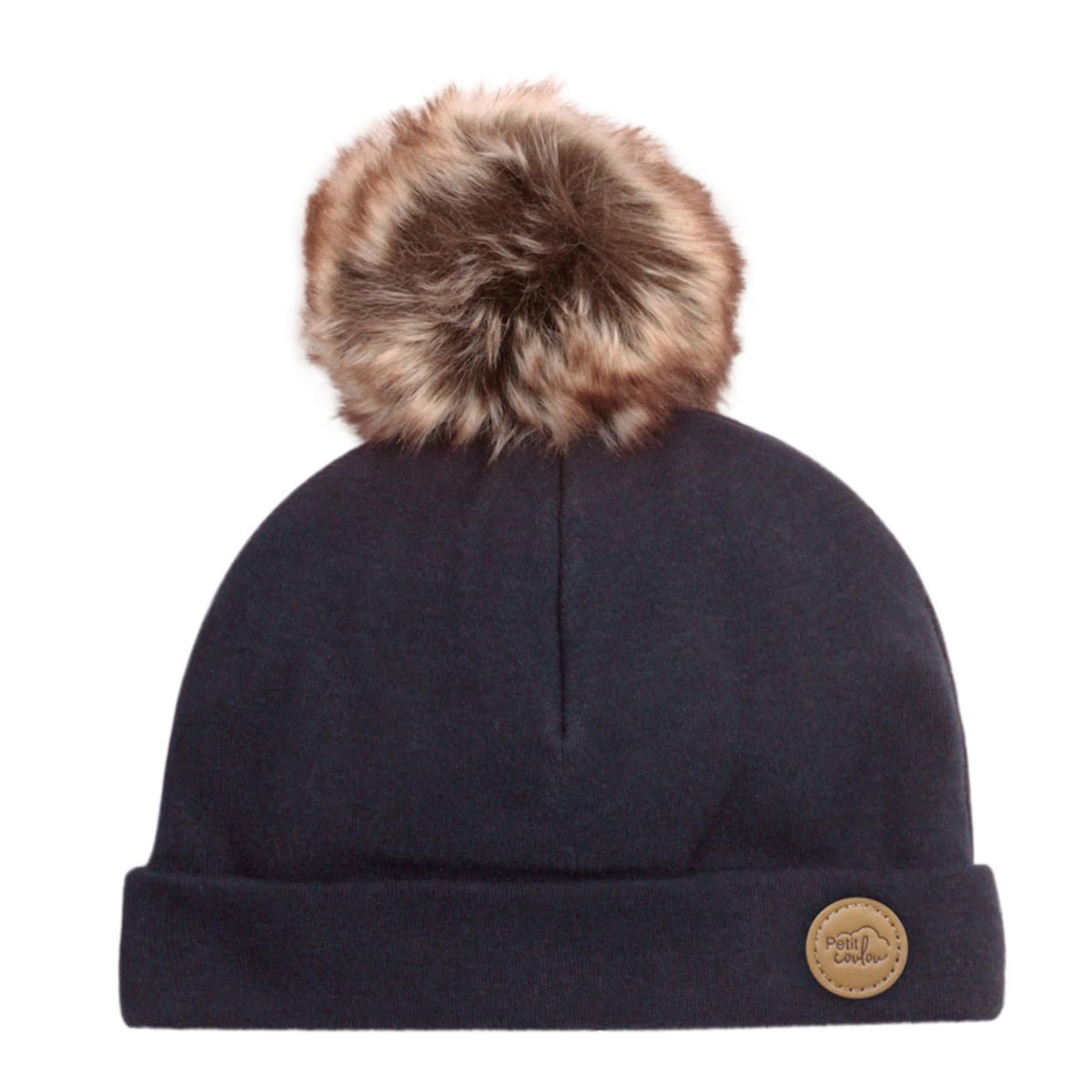 Tuque à pompon en coton bio pour bébé 0-6m (options de couleur) -Accessoires vestimentaires- Boutique LeoLudo-Petit Coulou