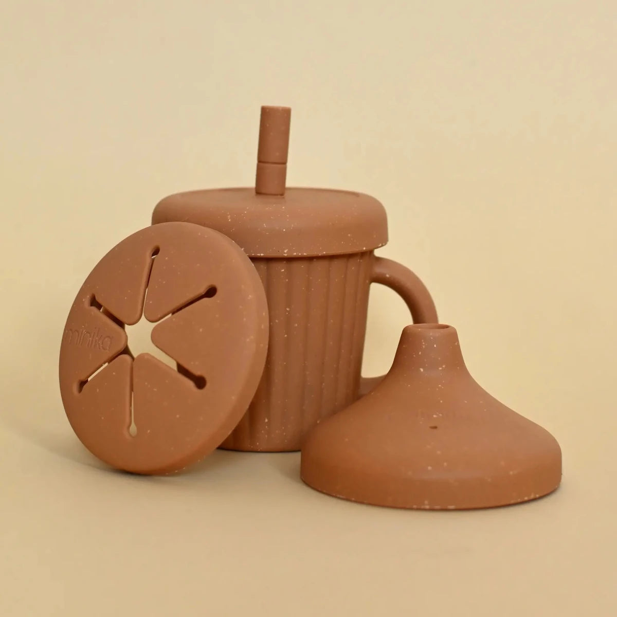 Verre 3 en 1 - Acier inoxydable et silicone - Almond -Alimentation & repas- Boutique LeoLudo-Minika