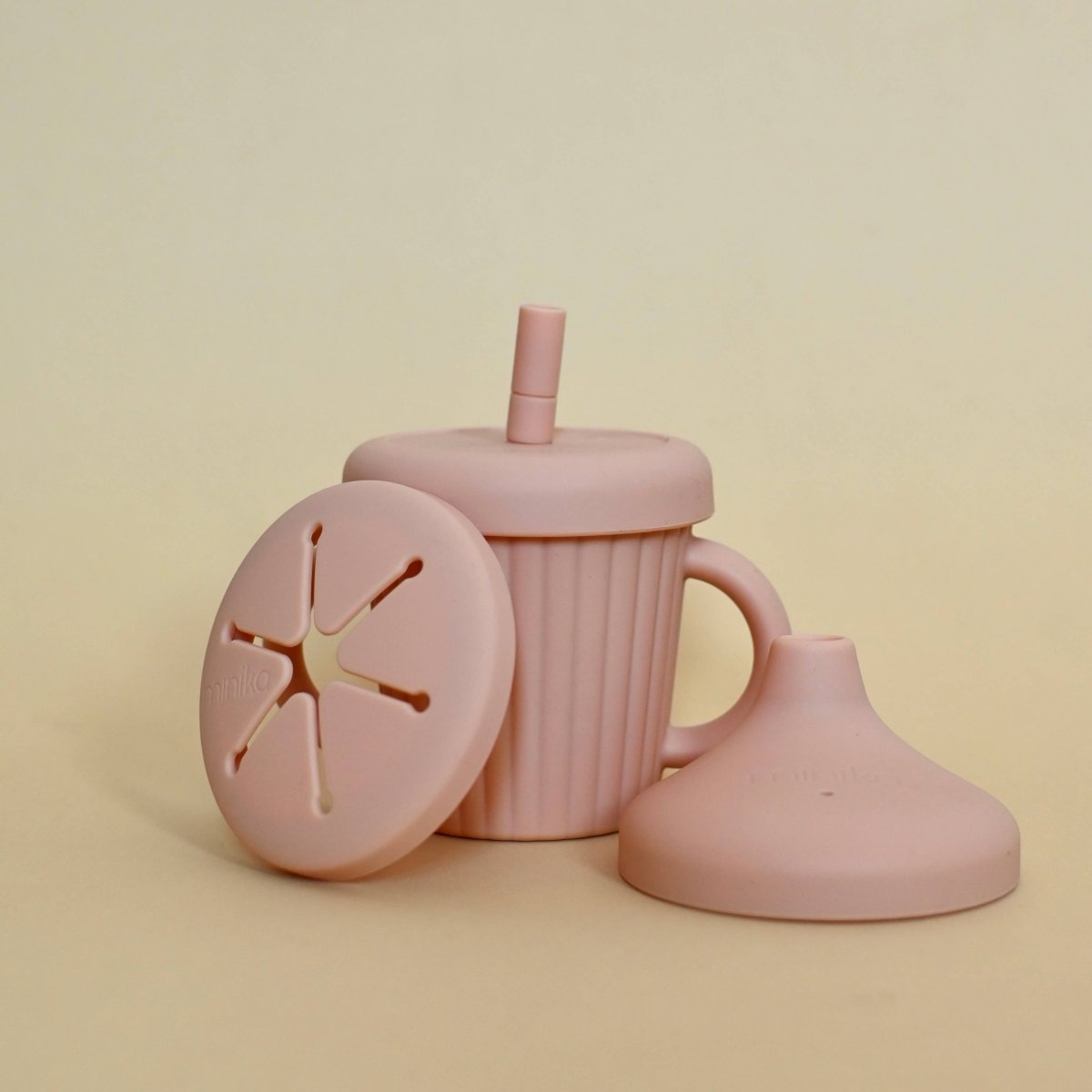 Verre 3 en 1 - Acier inoxydable et silicone - Blush - Alimentation & repas - Boutique LeoLudo - Minika