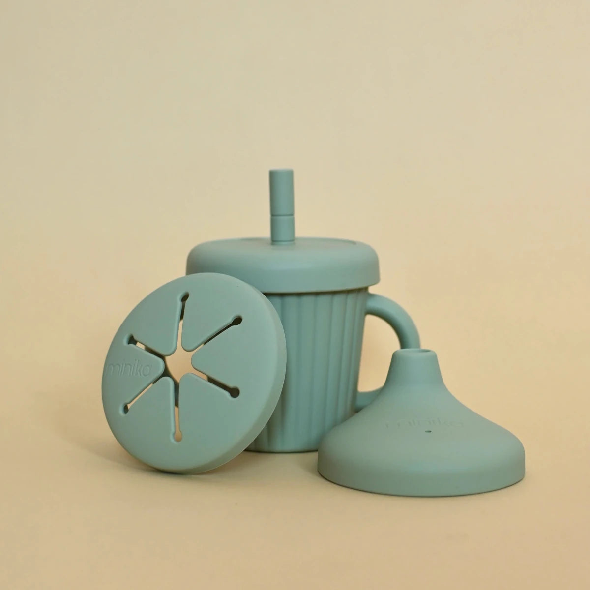 Verre 3 en 1 - Acier inoxydable et silicone - Sauge - Alimentation & repas - Boutique LeoLudo - Minika