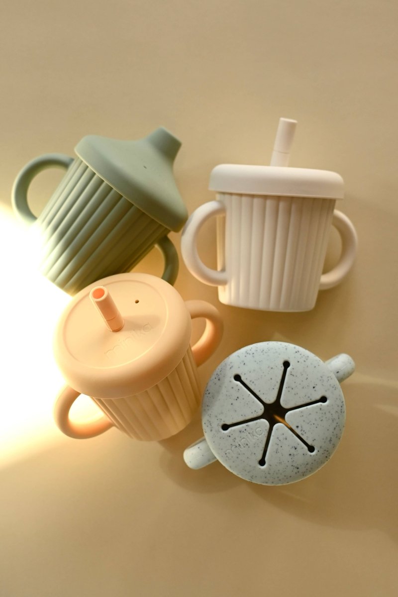 Verre 3 en 1 - Acier inoxydable et silicone - Sauge - Alimentation & repas - Boutique LeoLudo - Minika