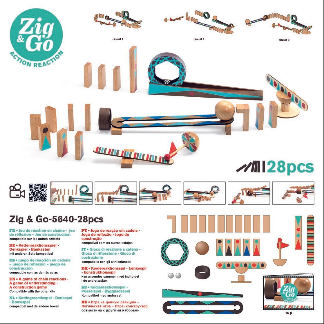 Zig & go - 28 pcs: le jeu d'action et de réflexion ultime! Jeux de construction- Boutique LeoLudo