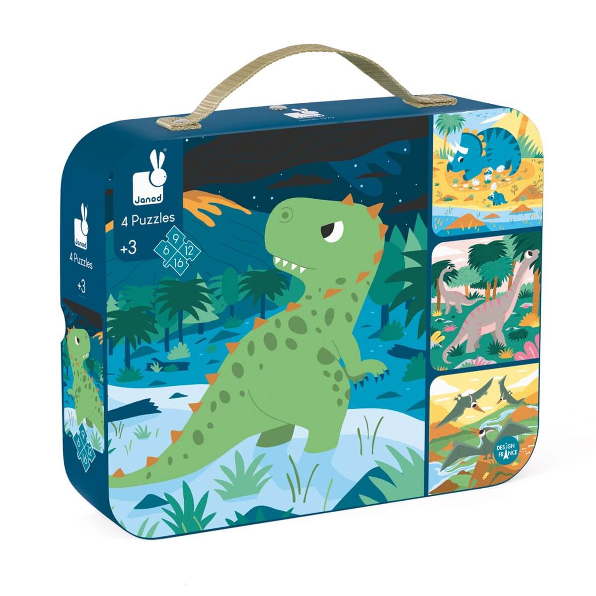 4 Casse-têtes évolutifs - Dinosaures (6 à 16 mcx)-Janod-Boutique LeoLudo