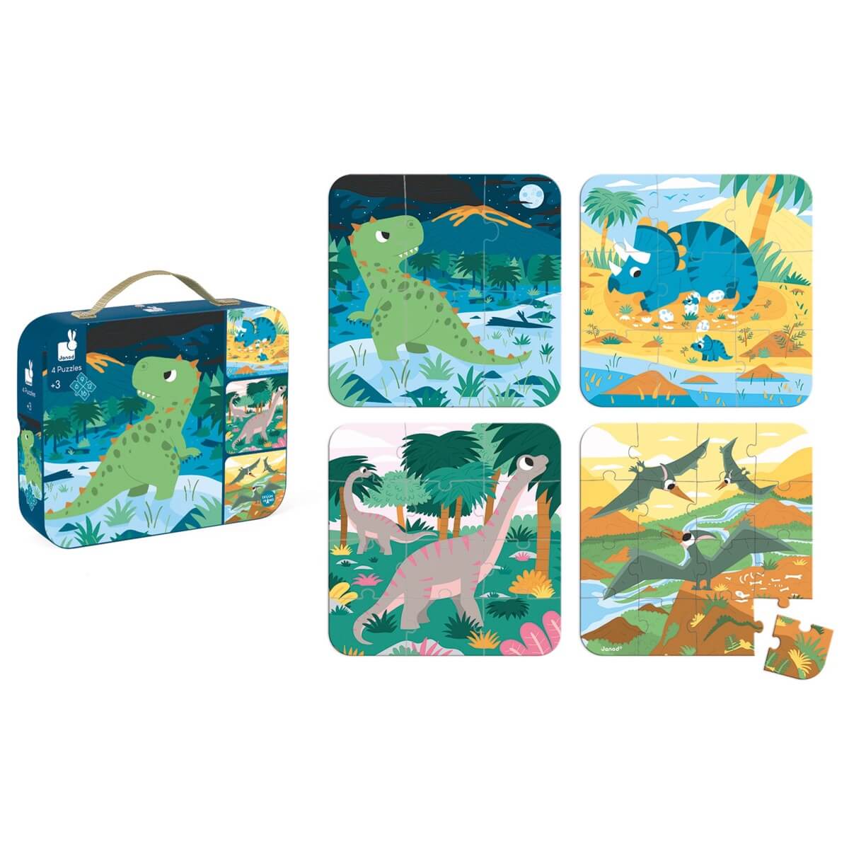 4 Casse - têtes évolutifs - Dinosaures (6 à 16 pcs) - Casse - têtes - Boutique LeoLudo - Janod