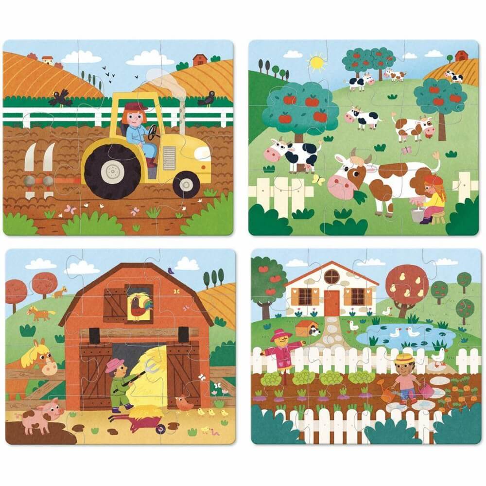 4 casse - têtes évolutifs en bois - La ferme (6 à 16 pcs) - Casse - têtes - Boutique LeoLudo - Vilac