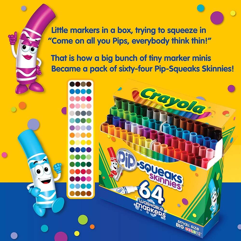 64 marqueurs minces Pip - Squeaks - Art & bricolage - Boutique LeoLudo - Crayola