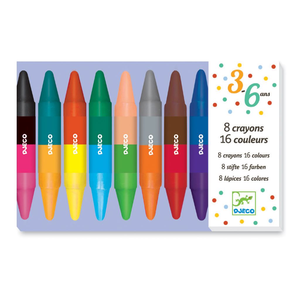 8 Crayons de cire double côtés - Art & bricolage - Boutique LeoLudo - Djeco