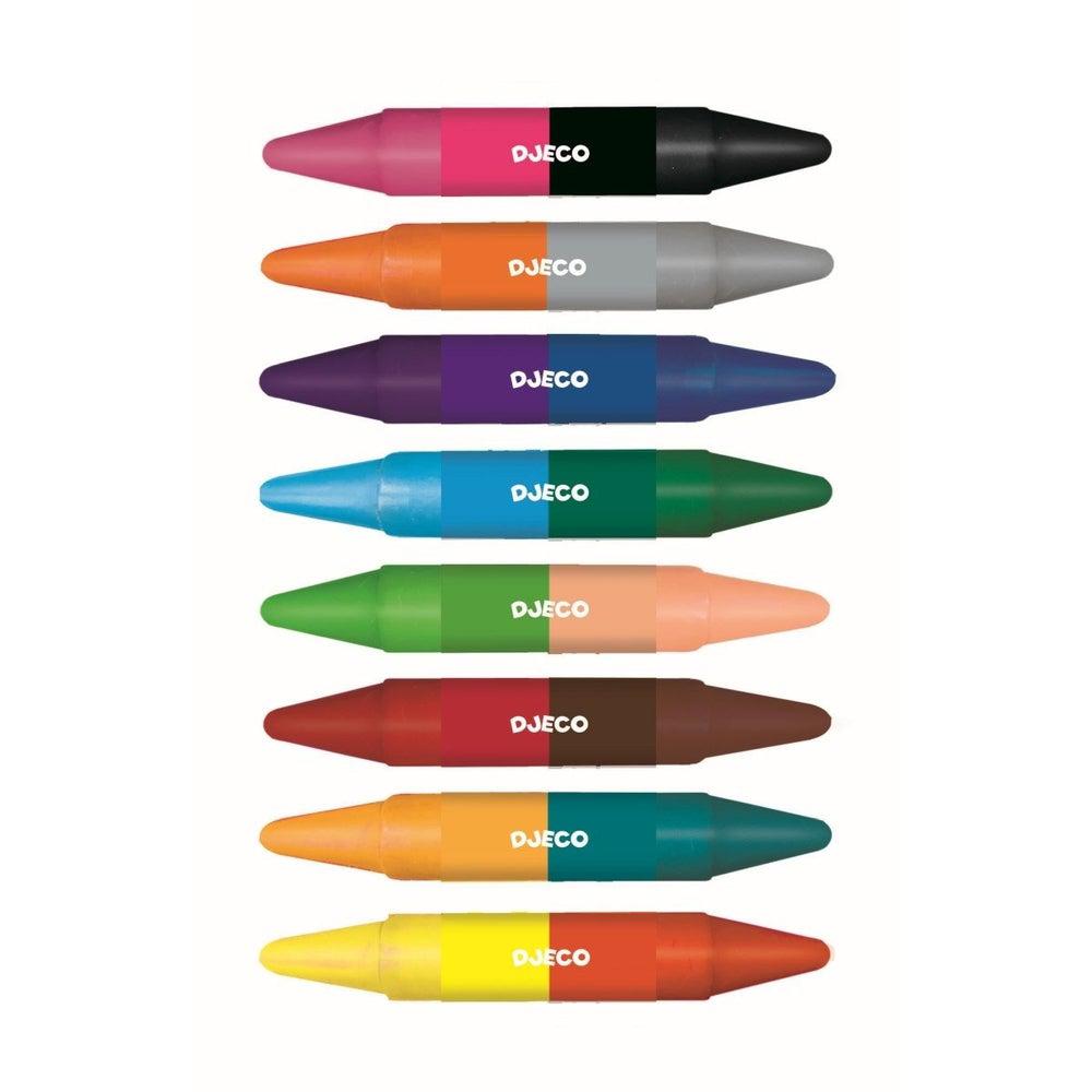 8 Crayons de cire double côtés-Djeco-Boutique LeoLudo