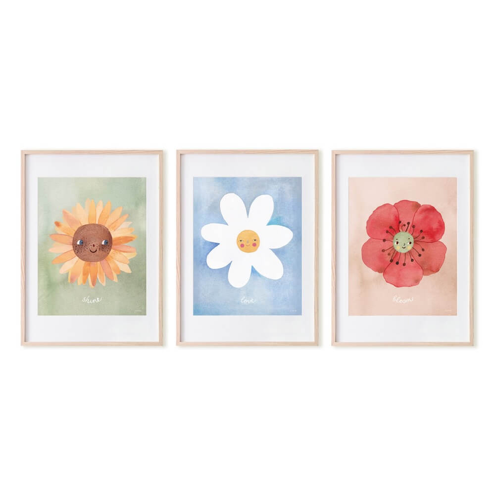 Affiches florale aquarelle - Bloom/Love/Shine (11 x 14 po)-Décoration-Mushie-Boutique LeoLudo