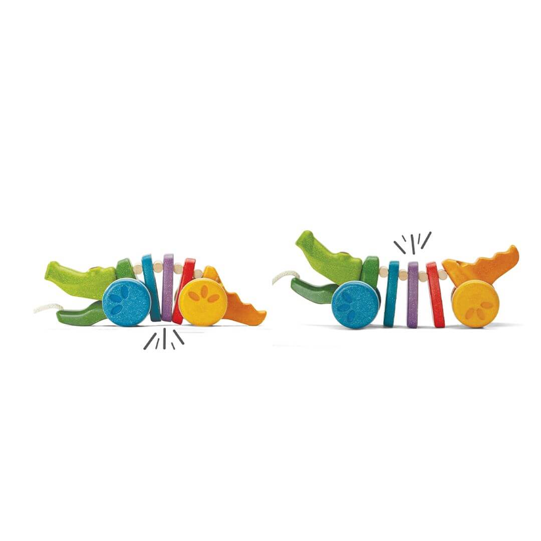 Alligator arc - en - ciel dansant à tirer - Jouets à tirer / pousser - Boutique LeoLudo - Plan Toys