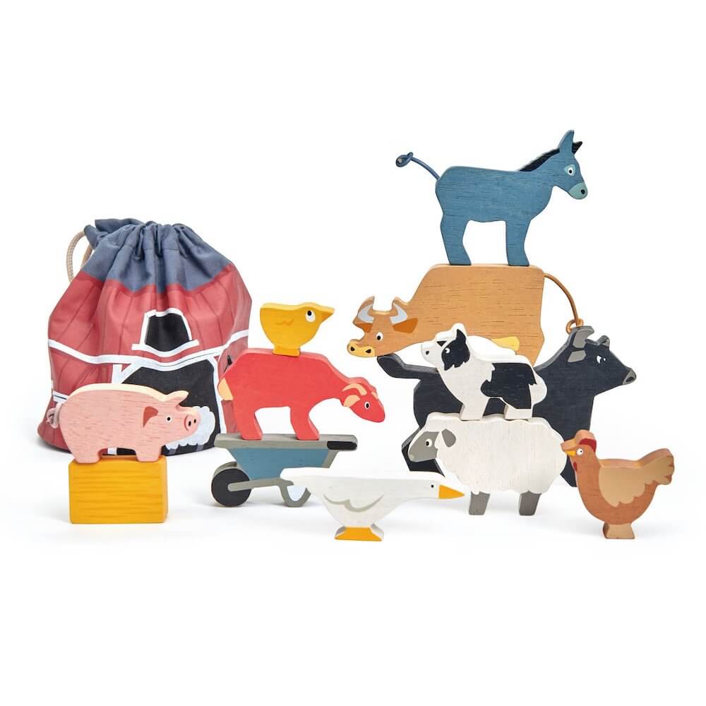 Animaux de la ferme à empiler - Jouets à trier & empiler - Boutique LeoLudo - Tender Leaf Toys