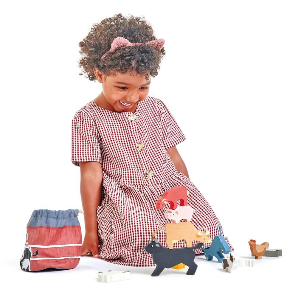 Animaux de la ferme à empiler - Jouets à trier & empiler - Boutique LeoLudo - Tender Leaf Toys