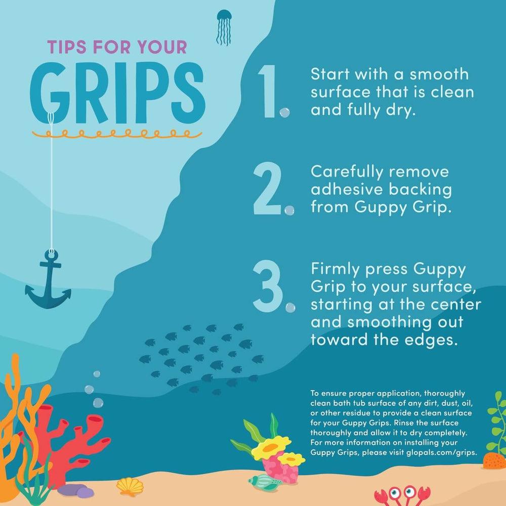 Autocollants antidérapants pour baignoire Guppy Grips - Jouets de bain - Boutique LeoLudo - Glo Pals