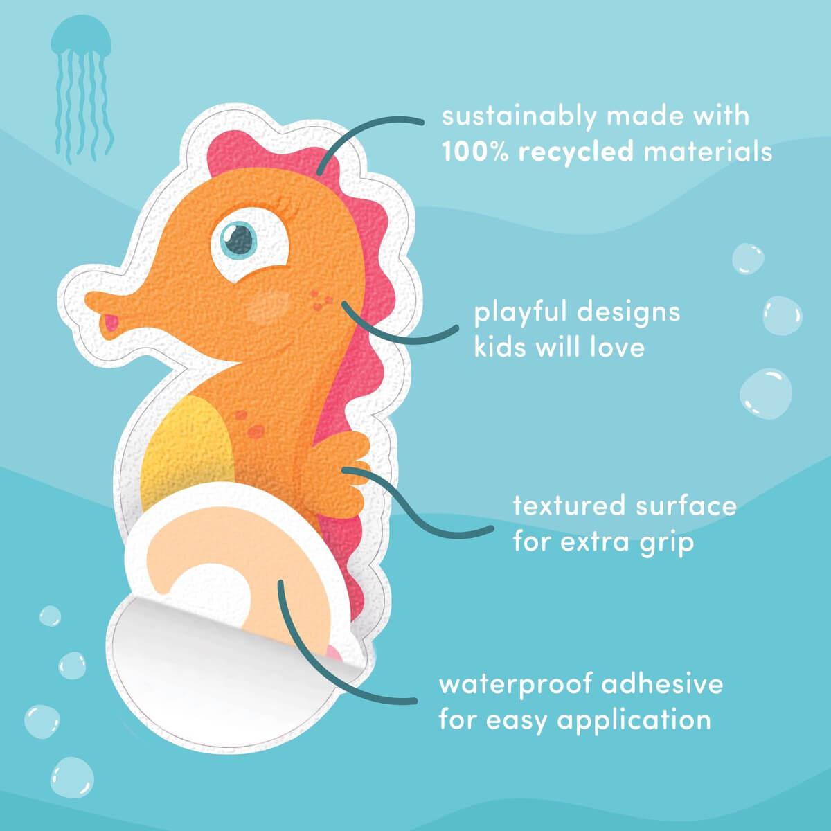 Autocollants antidérapants pour baignoire Guppy Grips - Jouets de bain - Boutique LeoLudo - Glo Pals