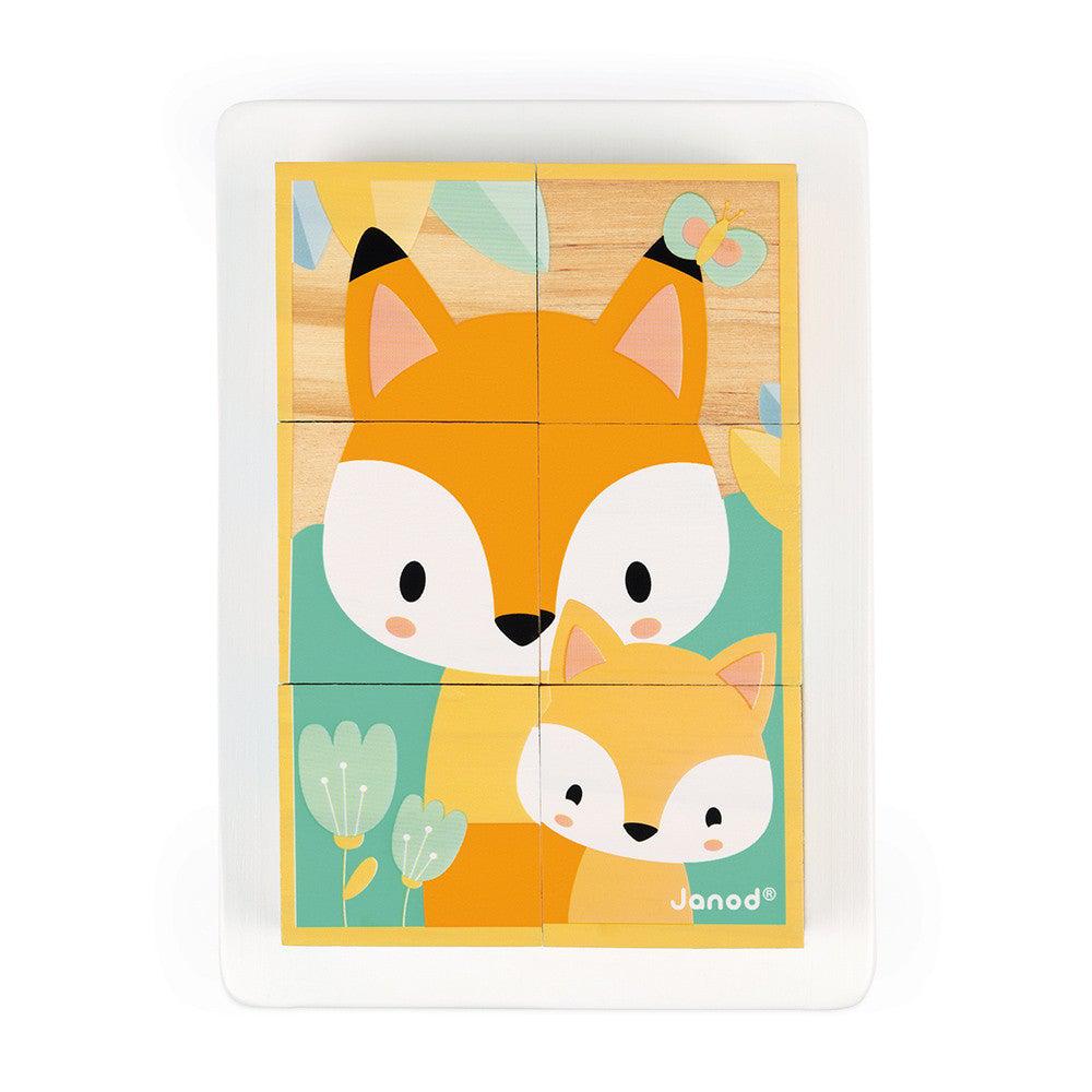Barquette 6 cubes en bois - Jeux de construction - Boutique LeoLudo - Janod