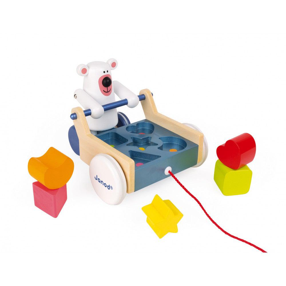 Boîte à formes à promener Ours Zigolos - Jouets à tirer / pousser - Boutique LeoLudo - Janod