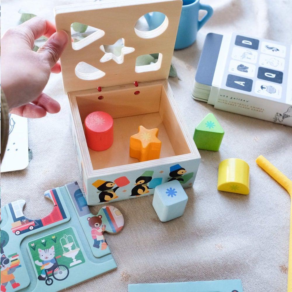 Boite de triage de formes Geo Junzo - Jouets à trier & empiler - Boutique LeoLudo - Djeco