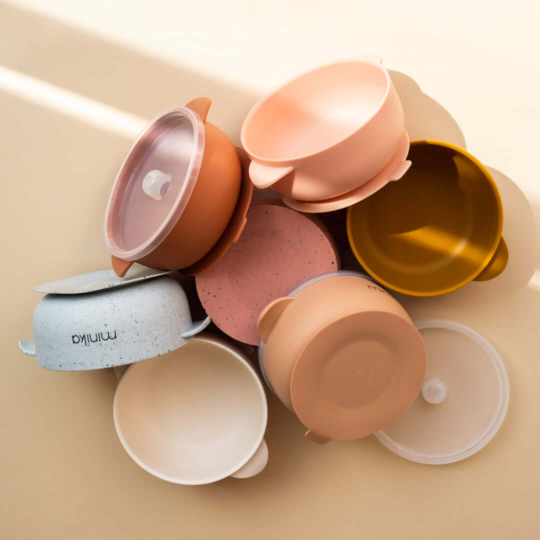 Bol à succion en silicone avec couvercle - Indigo - Alimentation & repas - Boutique LeoLudo - Minika