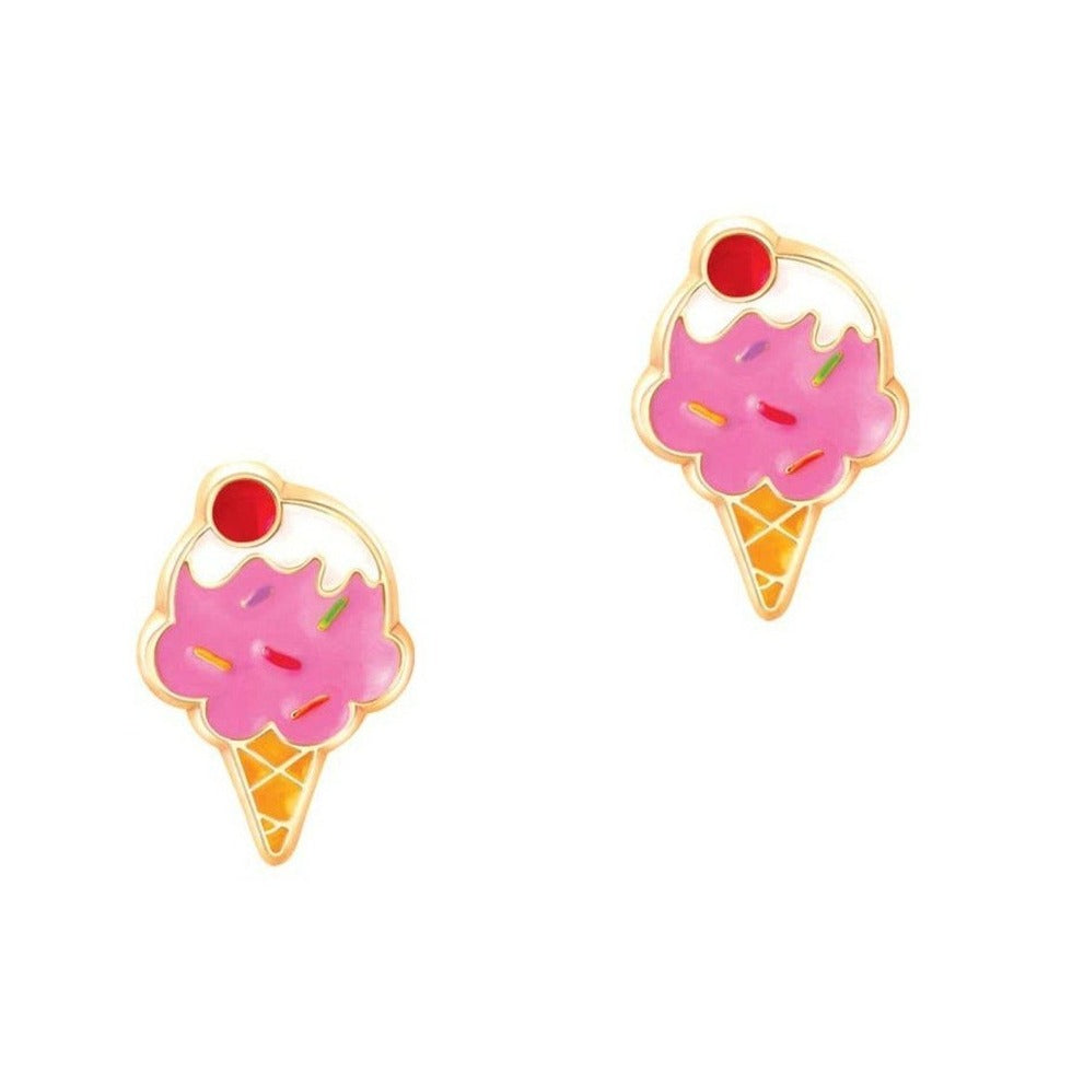 Boucles d'oreilles en émail - Cornet de crème glacée-Bijoux-Girl Nation-Boutique LeoLudo