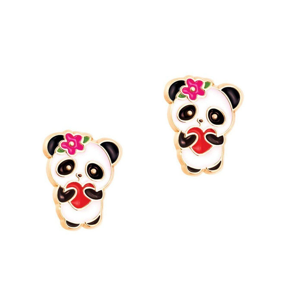 Boucles d'oreilles en émail - Panda avec coeur-Bijoux-Girl Nation-Boutique LeoLudo
