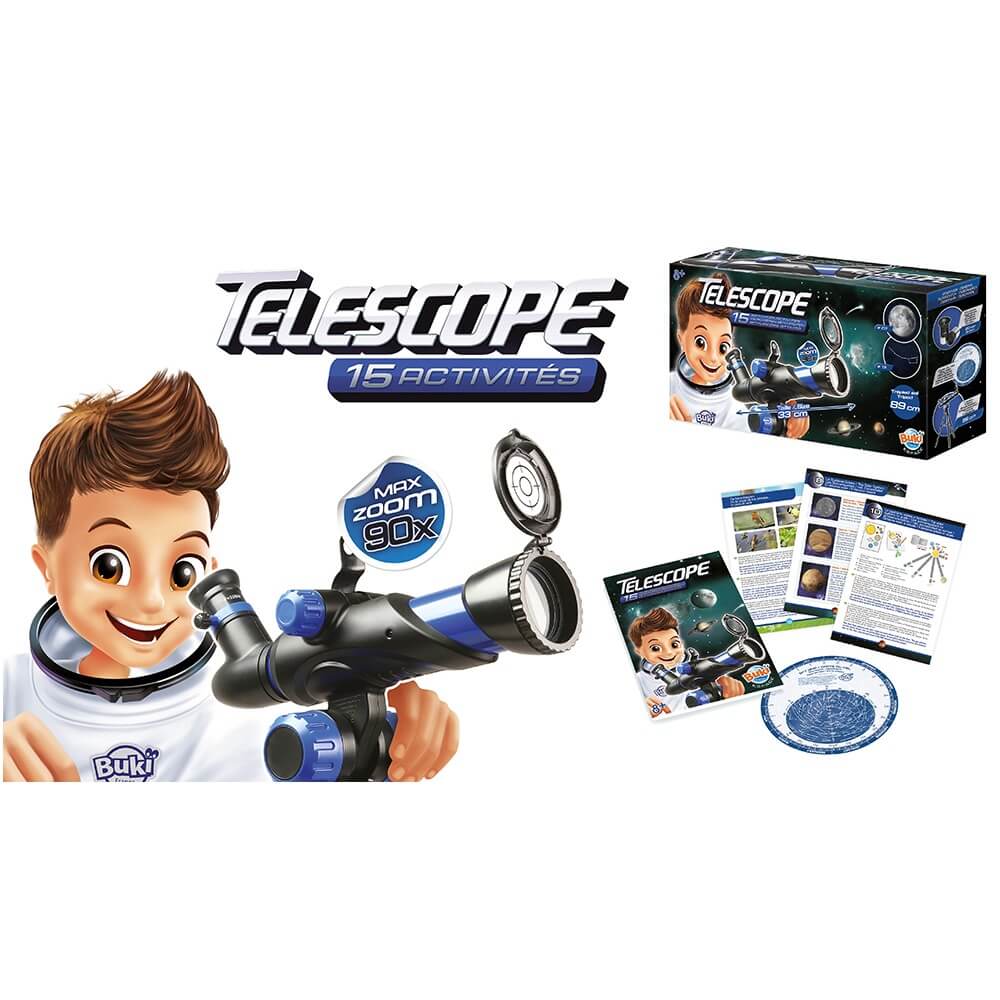 Buki Espace - Télescope et 15 activités - Jeux scientifiques - Boutique LeoLudo - Buki