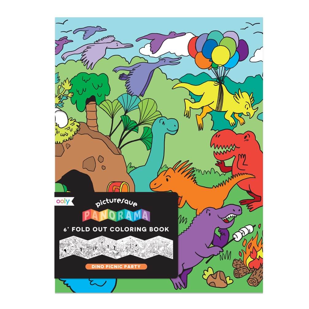 Cahier de coloriage Panorama - Dino Picnic Party-OOLY-Boutique LeoLudo