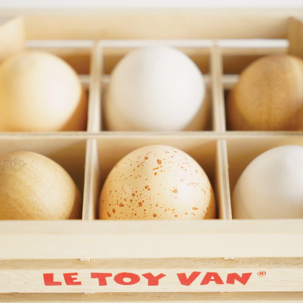 Caissette de demi - douzaine d'oeufs en bois - Jouets d'imitation - Boutique LeoLudo - Le Toy Van