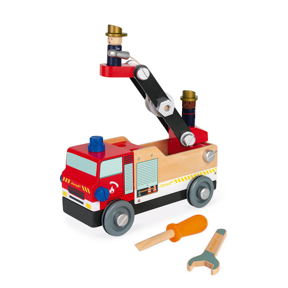 Camion de pompiers en bois Brico'Kids - Véhicules de jeu - Boutique LeoLudo - Janod