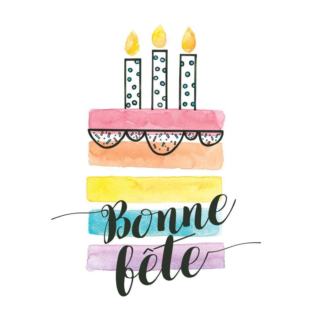 Carte de souhaits - Anniversaire - Gâteau - Cartes de souhaits - Boutique LeoLudo - Stephanie Reniere