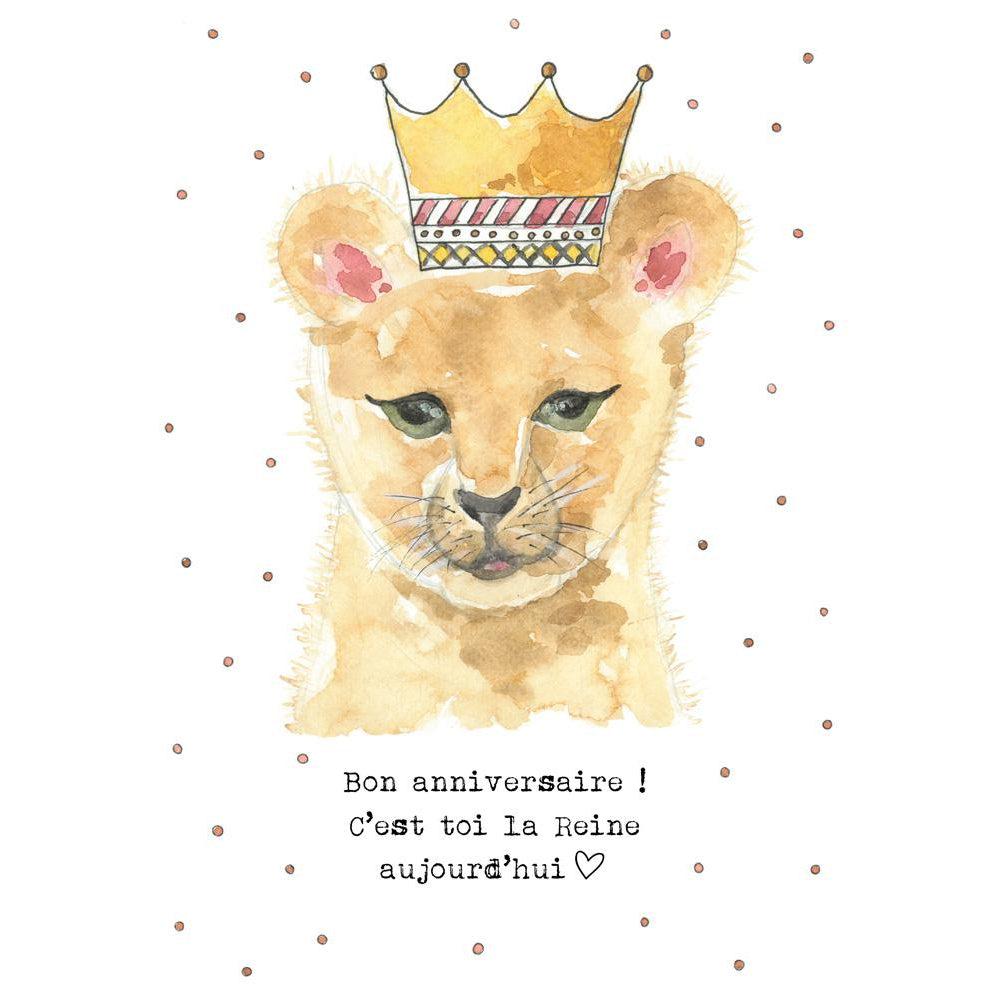 Carte de souhaits - Anniversaire - Lionne de Stephanie Reniere - Boutique LeoLudo