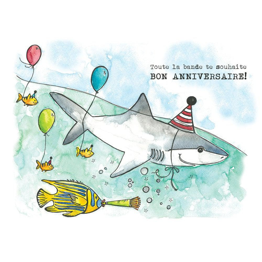 Carte de souhaits - Anniversaire - Requin de Stephanie Reniere - Boutique LeoLudo