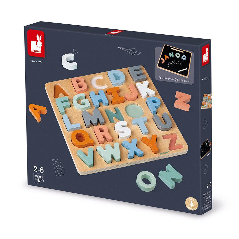 Casse - tête Alphabet en bois + tableau ardoise - Casse - têtes - Boutique LeoLudo - Janod