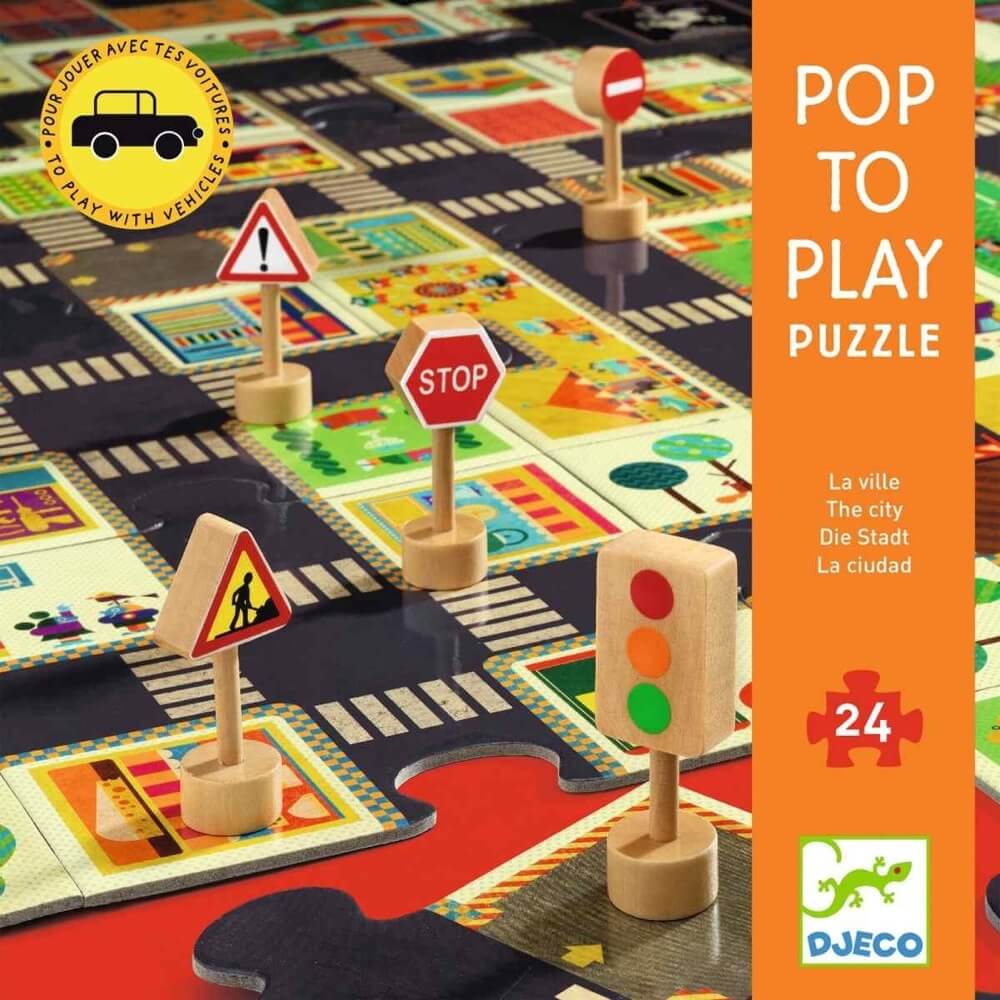 Casse - tête géant Pop to Play - La ville (24 pcs) - Casse - têtes - Boutique LeoLudo - Djeco