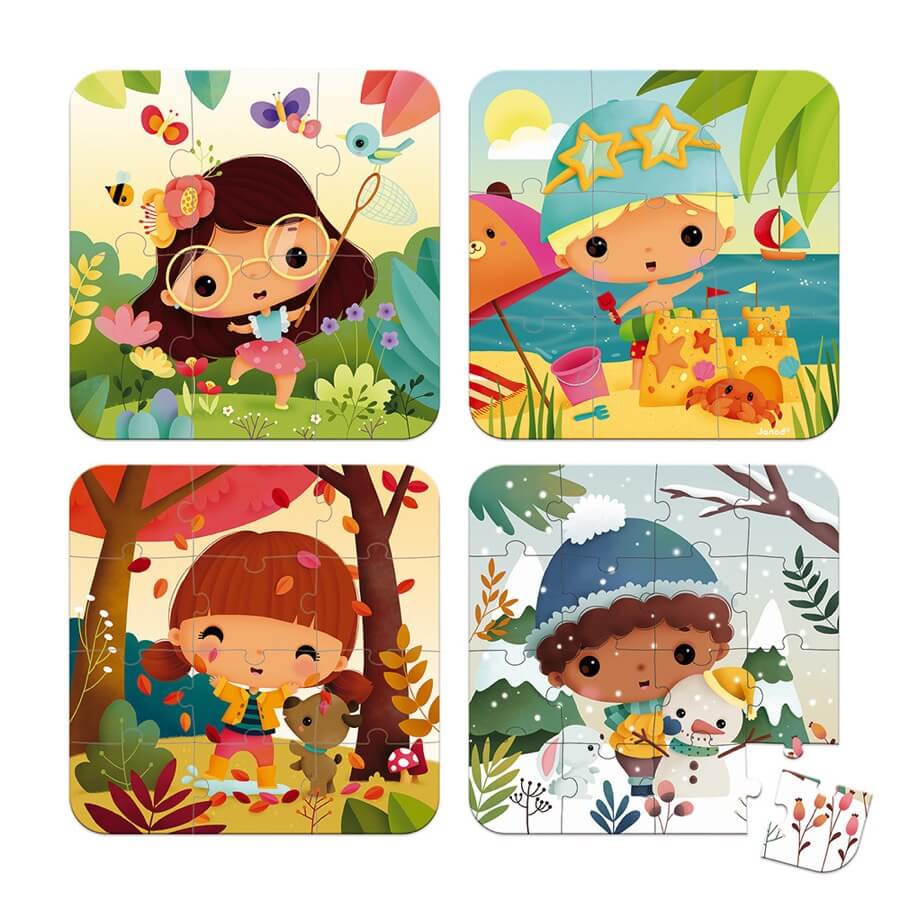 Casse - tête progressif - Saisons (6, 9, 12, et 16 pcs) - Casse - têtes - Boutique LeoLudo - Janod