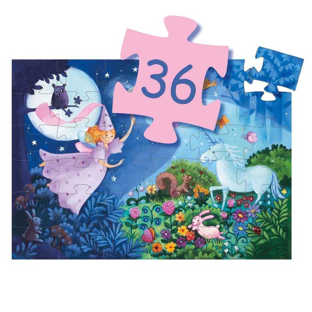 Casse - tête silhouette - Fée et la licorne (36 pcs) - Casse - têtes - Boutique LeoLudo - Djeco