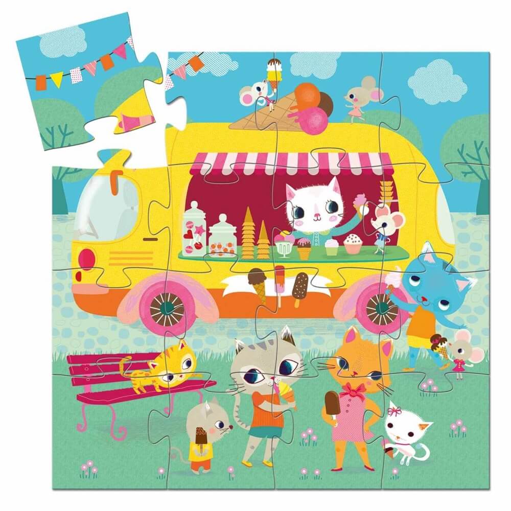 Casse - tête silhouette - Le camion de crème glacée (16 pcs) - Casse - têtes - Boutique LeoLudo - Djeco