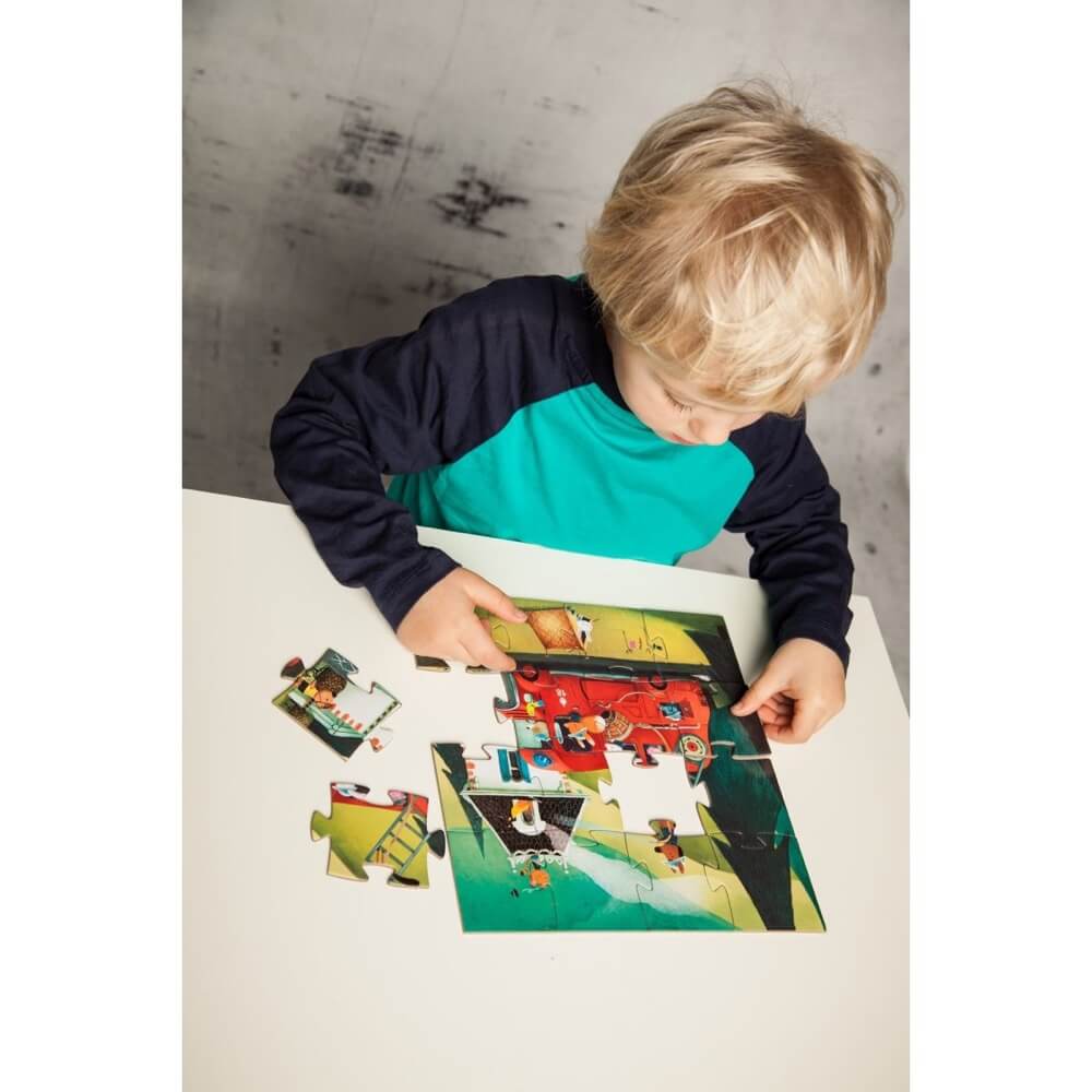 Casse-tête silhouette - Le camion de pompier (16 mcx)-Djeco-Boutique LeoLudo