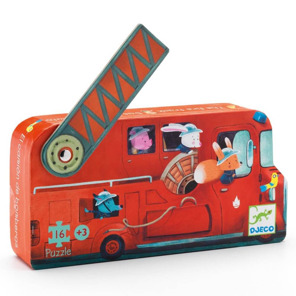 Casse - tête silhouette - Le camion de pompier (16 pcs) - Casse - têtes - Boutique LeoLudo - Djeco