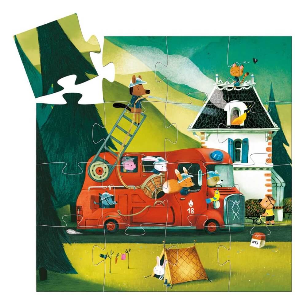 Casse - tête silhouette - Le camion de pompier (16 pcs) - Casse - têtes - Boutique LeoLudo - Djeco
