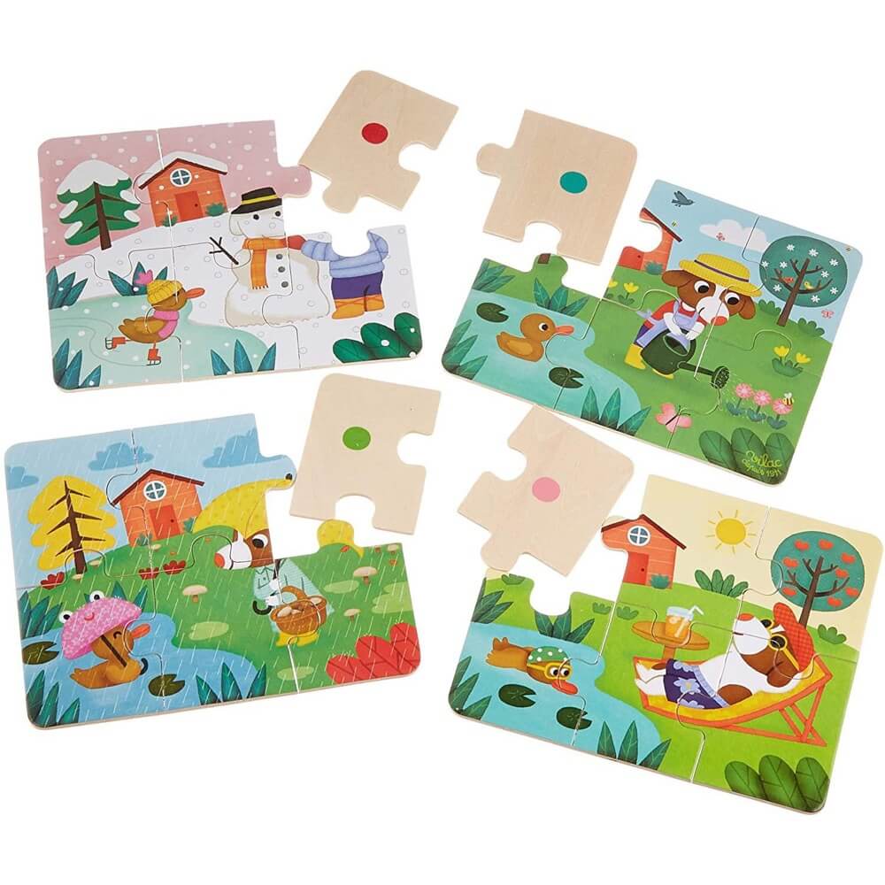 Casse - têtes évolutifs en bois - Les 4 saisons (4 x 6 mcx) - Casse - têtes - Boutique LeoLudo - Vilac