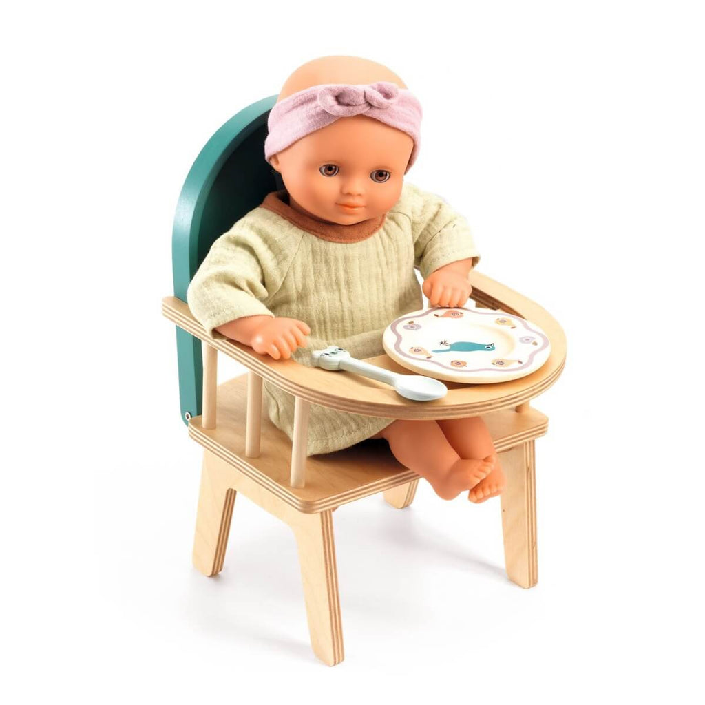 Chaise haute à barreaux pour poupée Pomea-Djeco-Boutique LeoLudo