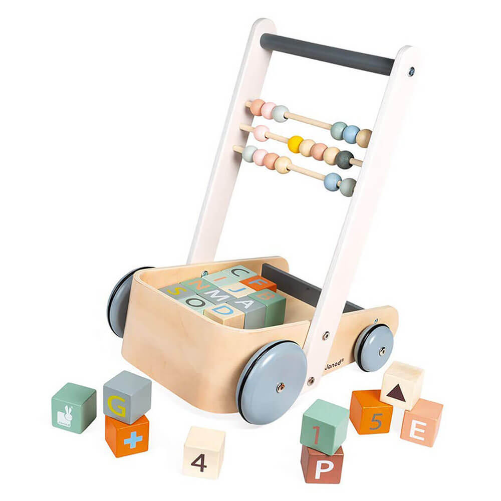 Chariot à promener Sweet Cocoon avec blocs Alphabet-Janod-Boutique LeoLudo