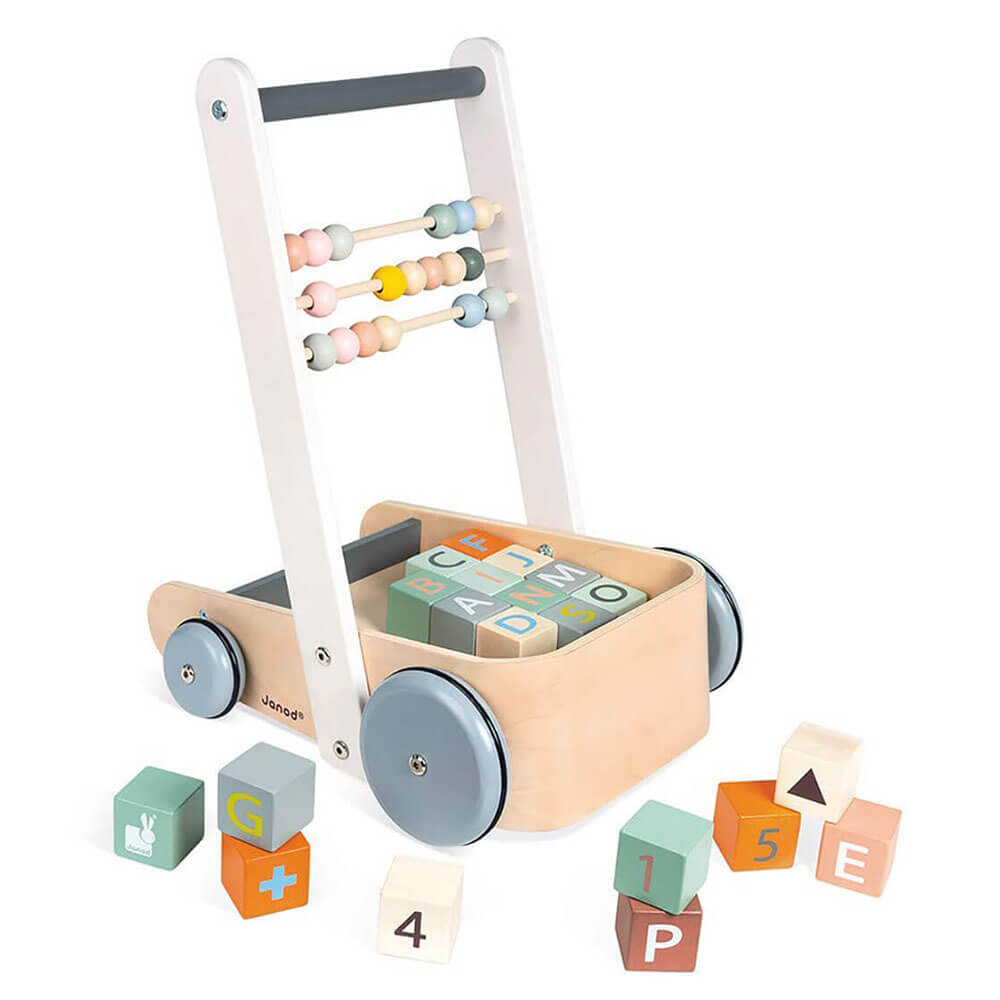 Chariot à promener Sweet Cocoon avec blocs Alphabet - Trotteurs - Boutique LeoLudo - Janod