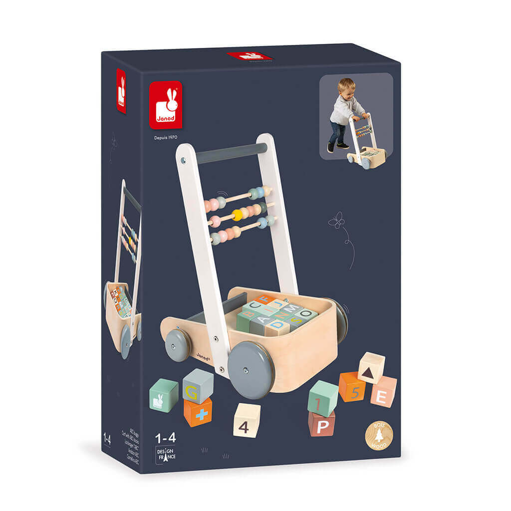 Chariot à promener Sweet Cocoon avec blocs Alphabet - Trotteurs - Boutique LeoLudo - Janod