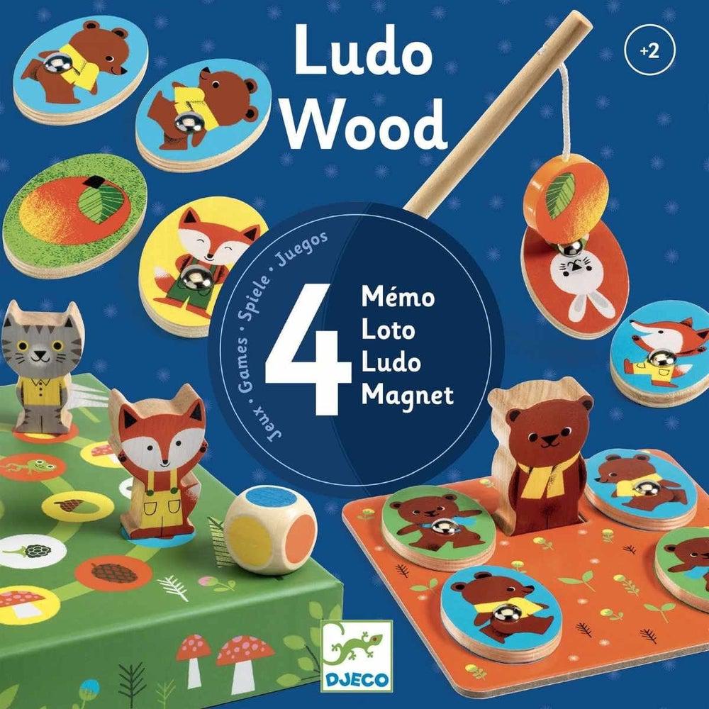 Coffret 4 jeux Ludo Wood-Djeco-Boutique LeoLudo