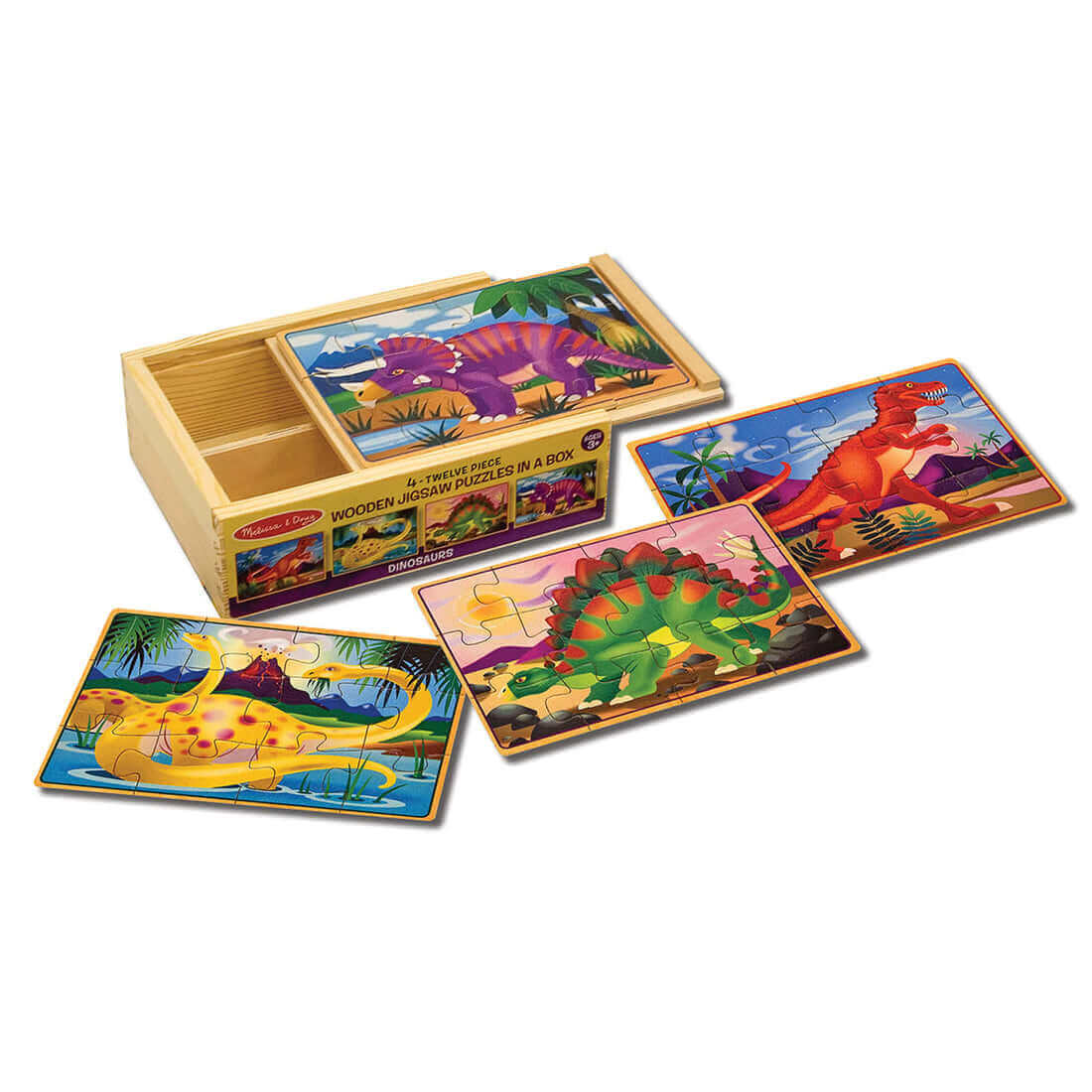 Coffret 4 puzzles en bois - Dinosaures (4 x 12 pcs) - Casse - têtes - Boutique LeoLudo - Melissa & Doug