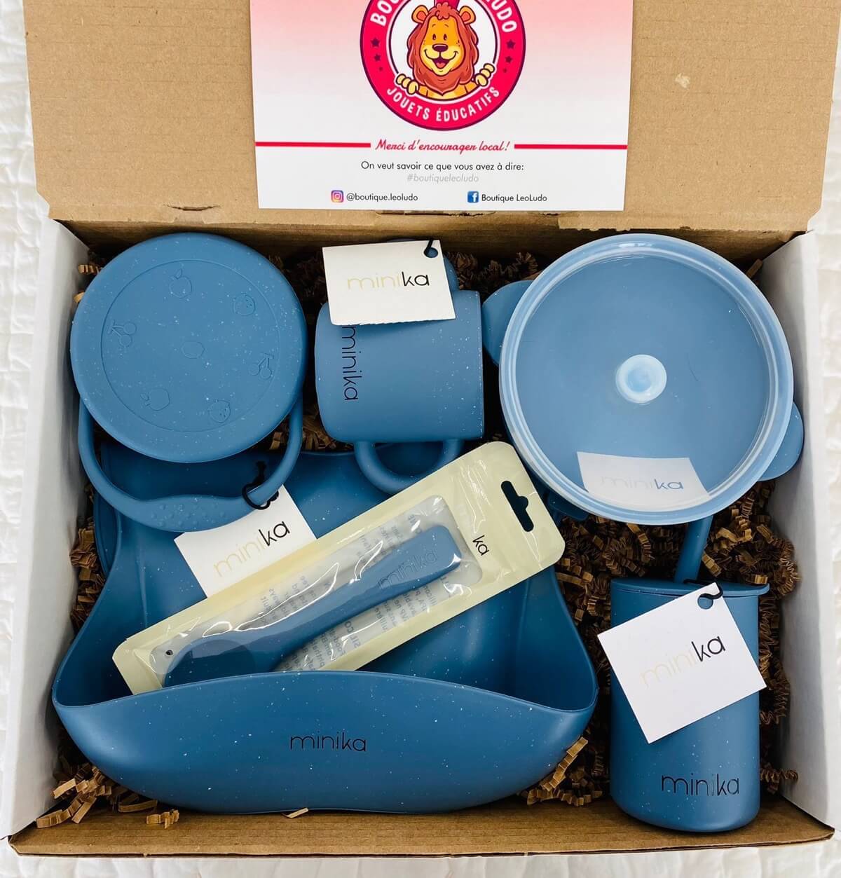 Coffret repas - Indigo - Ensembles cadeaux - Boutique LeoLudo - Minika